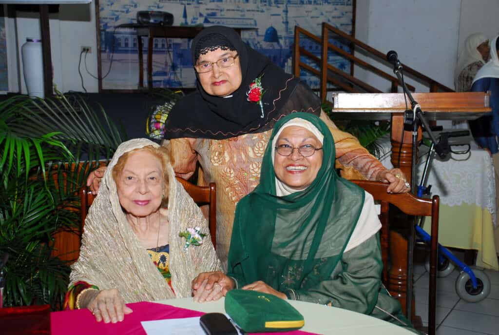  Foundation member and former President the Late Dr. Joan Homaida Kazim, former Treasurer the Late Haseena Ali and Foundation member Mrs. Haffeeza Mohammed at an ILSCA function in 2008